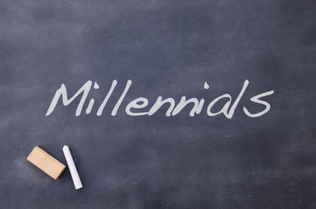 Blackboard with the word Millennials.